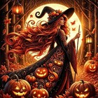Halloween Witch Pumpkin Diamond Art Kit 5d Diy Painting Craft