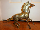 Vintage Bronze Tone Horse Figurine 11  Metal Statue Patina Decor Heavy