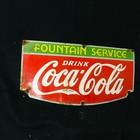 Coca Cola Fountain  Gas Station Porcelain Enamel Sign 27 X 14 In Ss