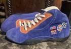 Vtg Sfi Foundation 3 3 5 Racing Flag Shoes Mid Top  Blue Suede Gulf Oil Size 11