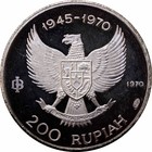 Indonesia 200 Rupiah 1970  Proof   25th Anniversary Of Independence 