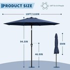 10ft Umbrella Patio Pool Umbrella With Push Button Tilt Crank 8 Sturdy Ribs