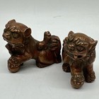 2 25    Chinese Bronze Copper Fengshui Foo Fu Dog Guardian Lion Pair Statue