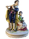 Large Antique German Volkstedt Porcelain Figurine Musical Couple Rare 10 