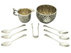 Victorian English Sterling Silver Cream   Sugar Presentation Set