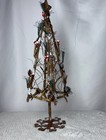 Primitive Gold Metal Twig Christmas Tree W star  Acorns   Berries 18    H