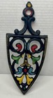  Vintage Cast Iron Trivet Ornate Painted Red Yellow Blue Green Gold 9   