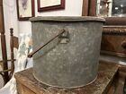 Vintage Extra Large Galvanized Minnow Bucket W wooden Handle
