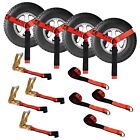 Usa 4 Pack 2  X10  Side Mount Wheel Net Tie Down Ratchet W flat Hook Lasso Strap