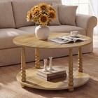 Mid-century Modern Round Coffee Table  2-tier Storage  Solid Wood Legs  31 5  Di