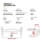 -7   Carbon Fiber Road Bike Handlebar Matte Drop Bar Internal Cable Routing Di2