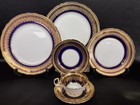 Aynsley Cobalt Blue Gold Encrusted Scallop Rim Simcoe Pattern Set Of 12 People 