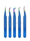 Set Of 5 Eyelash Tweezers - Stainless Steel Eyelash Extension Tweezers