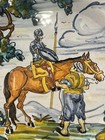 Vintage Spanish Talavera Ceramic Wall Plate Don Quixote   Sancho Panza Spain