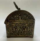 Vintage Made In Belgium Ornate Jewelry Casket Box Velvet Lined Brass Tone