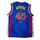 Authentic Harlem Globetrotters Basketball Jersey  45 Moose Blue Red White Large