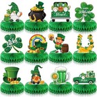  12 Pcs St  Patrick s Day Table Decorations Green Shamrock Honeycomb 