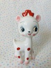 Vintage Anthropomorphic Ceramic Fawn Deer Figurine Kitsch Japan Decor Polka Dot
