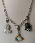 Vintage Webkinz Silver Tone 16    Necklace With 3 Charms Polar Bear  Dog   Duck