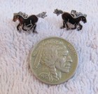 Sterling Silver   Enamel Western Galloping Horse Figures Jewelry Earrings
