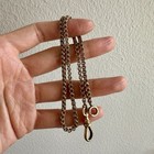 Antique 14k Yellow Gold Double Rolo Pocket Watch Chain With Dog Clip 15 In
