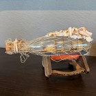 Vintage Wooden Ship In A Glass Bottle Handmade Art Shell Pearl Home Office Decor