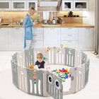 Costway 16-panel Baby Playpen Kids Activity Center Play Yard W  Lock Door Beige