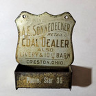C1910s Creston Ohio Sonnedecker Coal Tin Match Holder Striker Safe Antique Oh