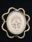     antique Large Victorian Spinner Mourning C Clasp  carved Love Birds  brooch