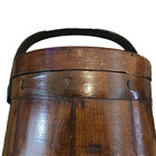 Vintage Antique Primitive Wood Wooden Firkin Sugar Bucket Sewing Basket   Lid Ex
