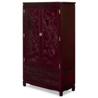 Us Seller - Dark Cherry Rosewood Dragon And Phoenix Chinese Armoire