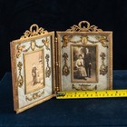 Antique French Bronze Double Photo Frame Empire Style Diptique
