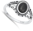 Bali Cocktail Black Onyx Promise Ring New  925 Sterling Silver Band Sizes 4-10