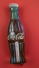 Vintage Die Cut  Metal Coca Cola Thermometer Sign 29 Inches Bottle Shape