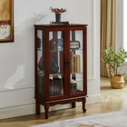 Curio Cabinet Lighted Curio Display Cabinet Cherry  e26 Light Bulb Not Included 