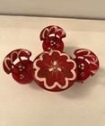 Vintage 1970s  Dollhouse Miniature Handpainted Red Wooden Table   3 Chairs