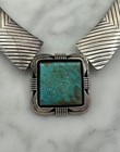 Carol Felley Sterling Silver   Turquoise Hinged Necklace  Signed