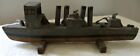 Vintage Homemade Hand Carved Gun Boat  Ship  Folk Art 10  Wood Battleship