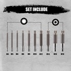 10pc Xzn Triple Square 12 Point Spline Bit Socket Set Tamper Proof Extra Long Mm