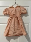 Vintage Pink And White Child s Girls  Dress - Pockets  Tie  Collar  Eyelet Lace