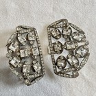 Vintage Art Deco Belt Buckle Pave Rhinestone 2 Piece Silver 2 X 3   