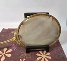 Vtg Ornate Floral Handheld Vanity Mirror Lux Gold Tone 14    Beveled Glass Read