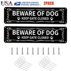 2 Pcs Beware Of Dog Sign Metal Aluminum Signs 12x3 Inch Reflective Warning Signs