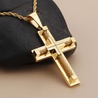 Stainless Steel Gold Plated Cross Pendant Necklace Free Rope Chain For Men Gift