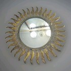 Vintage Mid Century Modern Brass Leaves Sunburst Mirror 16    Round