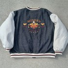 Vintage 90s Disney Quilted Denim Mickey Mouse Canvas Bomber Jacket Size Xl