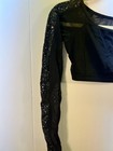 Vaevolution Dancewear Black Mesh Crop Top With Sequin Sleeves - Adult Medium sma