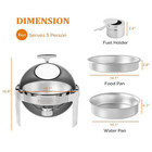6qt Round Roll Top Chafing Dish Buffet Set With Glass Window For Party Banquet