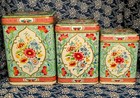 Vintage Daher Repousse Floral Canister Set Of 3 Made In Holland