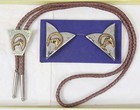 Vintage Horse   Horseshoe Bolo Tie   Collar Tips Ricardo Nickel Silver   Box